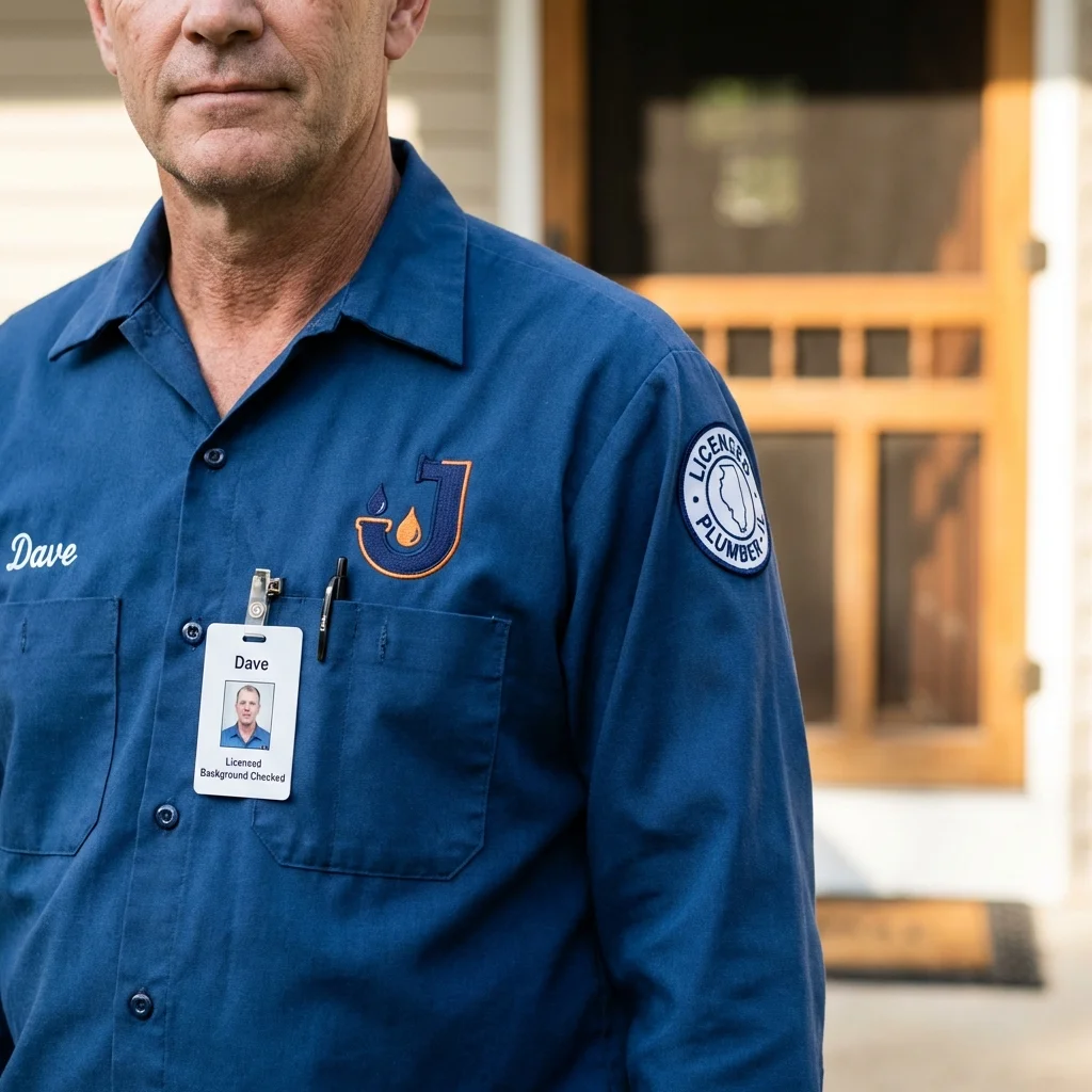 Licensed plumber showing ID badge in Sweet Springs, MO