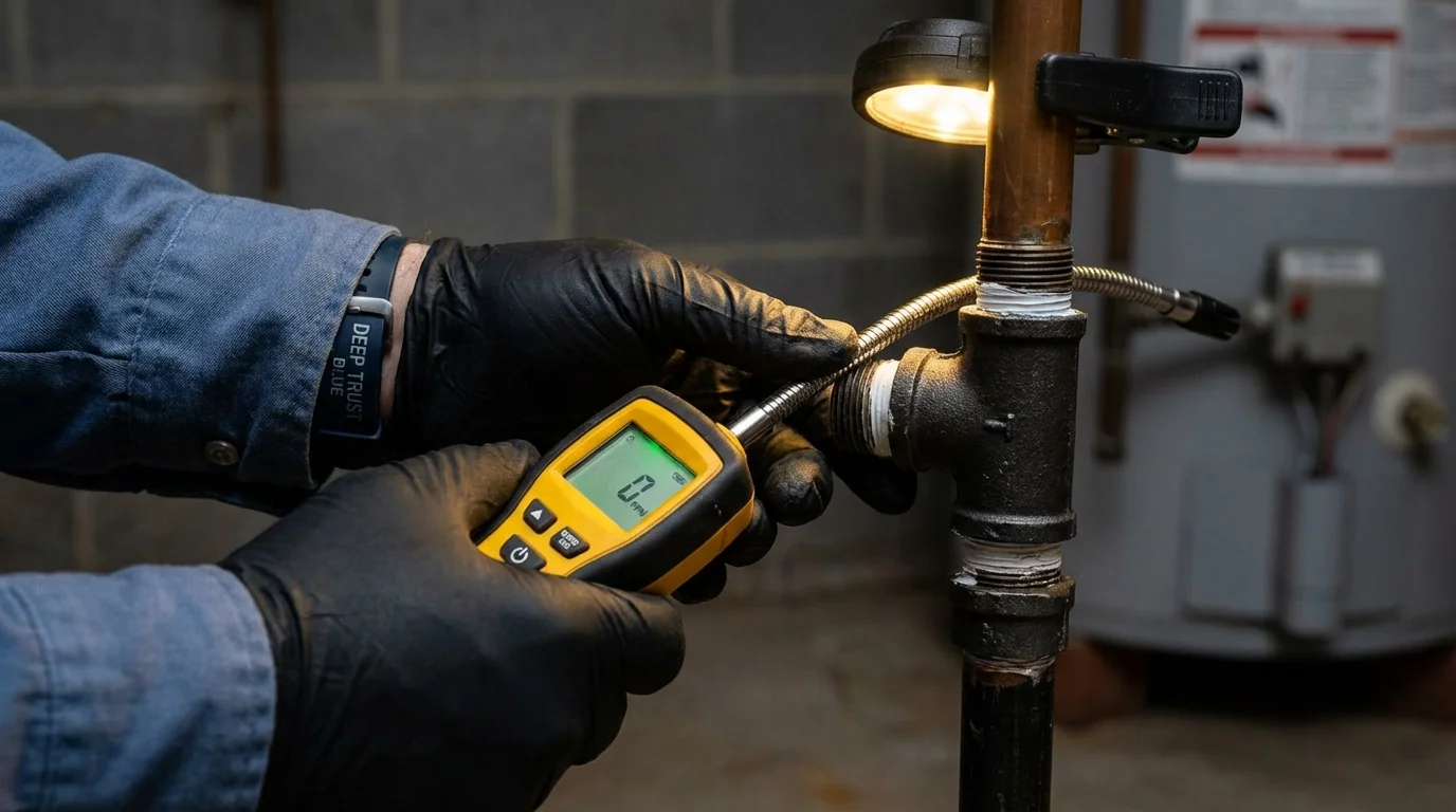 Gas leak detection with electronic sniffer by Johns Plumbing LLC in Sweet Springs