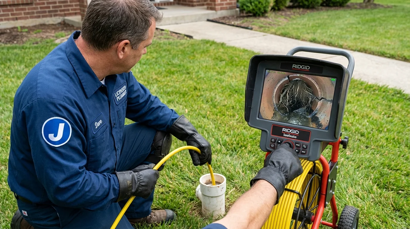 Sewer camera inspection being performed by Johns Plumbing LLC in Sweet Springs